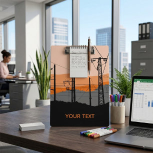 Personalised Industrial Sunset Power Lines Clipboard