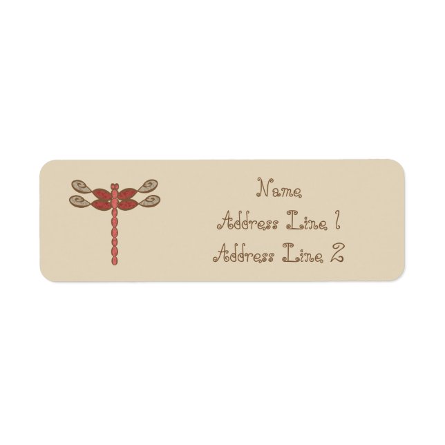 Personalised Infinity Dragonfly red design Return Address Label (Front)