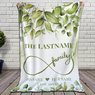 Personalised Infinity Family Name with Flowers Fleece Blanket