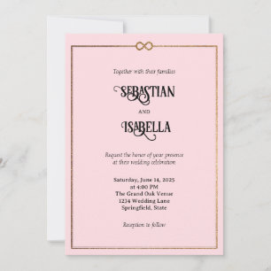 Personalised Infinity Love Pink Wedding Invitation