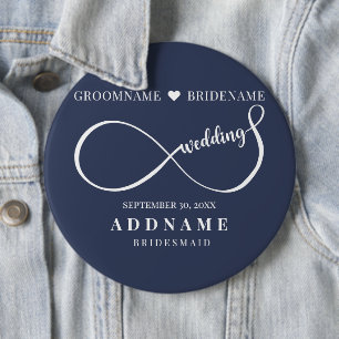 Personalised Infinity Wedding Favour Gift 6 Cm Round Badge