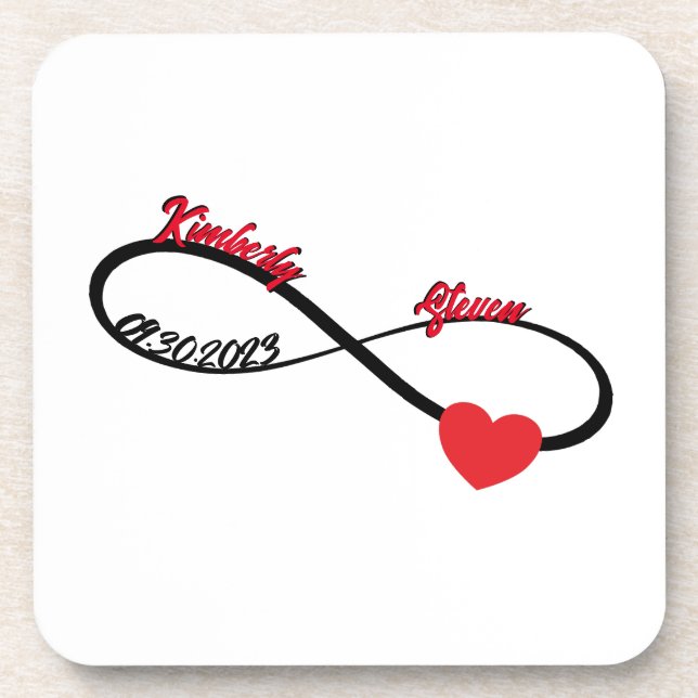 Personalised Infinity With Heart Coaster (Front)