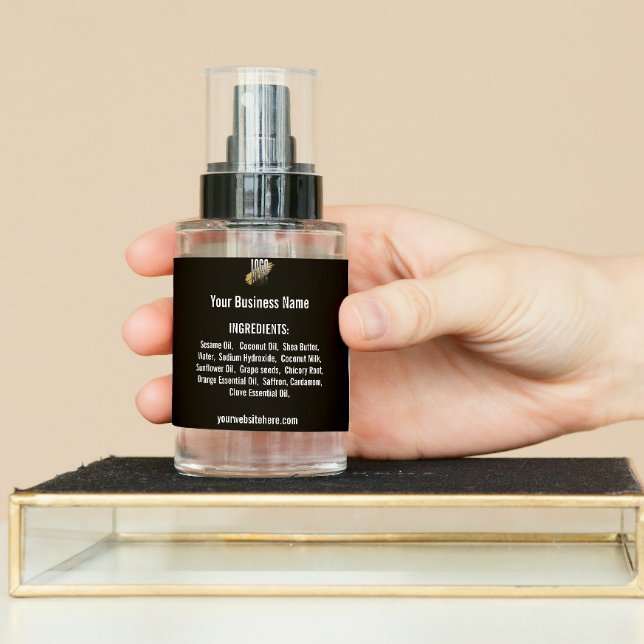 Personalised  ingredient list with logo black square sticker (Creator Uploaded)