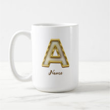 Personalised Initial A Monogram Gold Typography 
