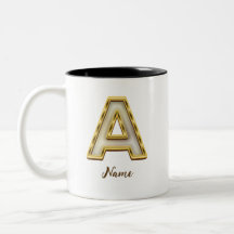 Personalised Initial A Monogram Gold Typography 
