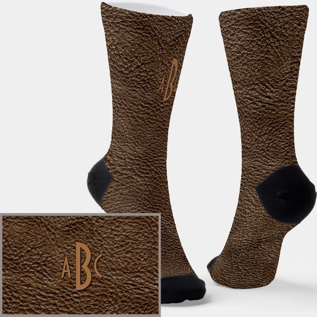 Personalised Initial Alphabet Letters Faux Leather Socks (Creator Uploaded)