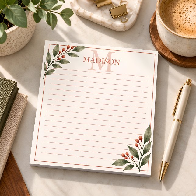 Personalised Initial and Name Botanical Notepad (Creator Uploaded)