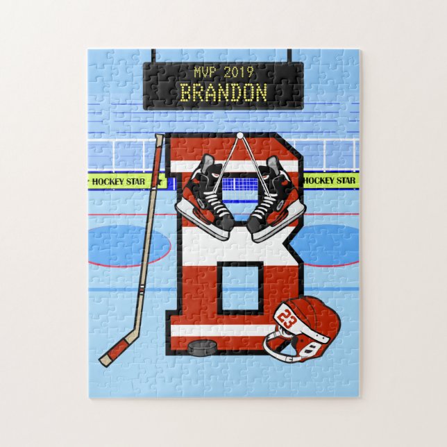 Personalised Initial B Ice Hockey Jigsaw Puzzle (Vertical)