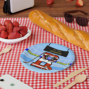 Personalised Initial B Ice Hockey Paper Plate