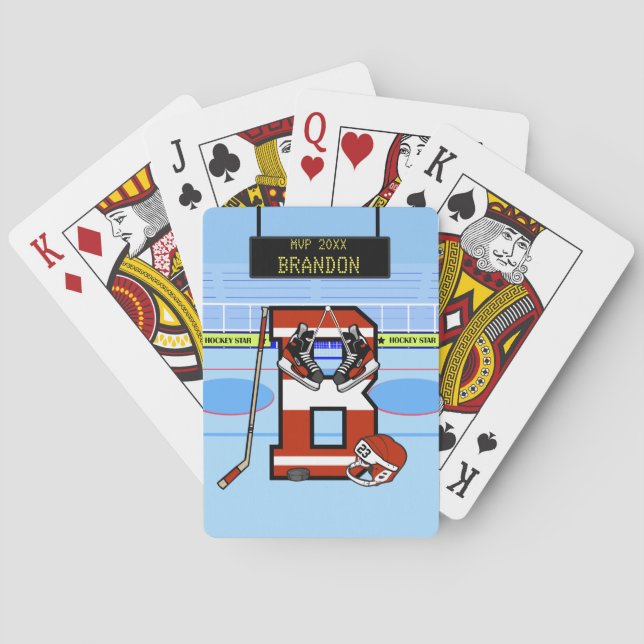 Personalised Initial B Ice Hockey Playing Cards (Back)