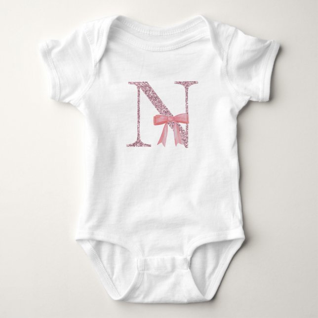 Personalised Initial Baby Girl "N" Bodysuit (Front)