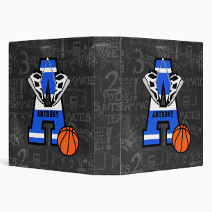 Personalised Initial Basketball 3 Ring Binder