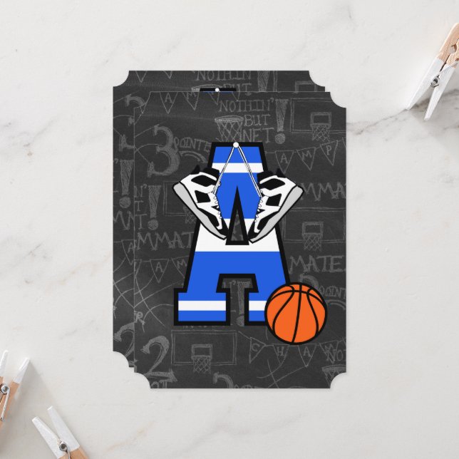 Personalised Initial Basketball Invitation (Front/Back In Situ)