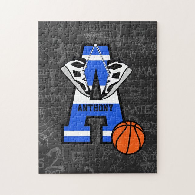 Personalised Initial Basketball Jigsaw Puzzle (Vertical)