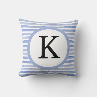 Personalised Initial Casual Blue Stripes Cushion