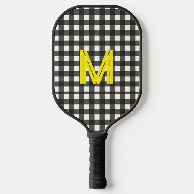 Personalised Initial Chequered Modern Minimal  Pickleball Paddle (Front)