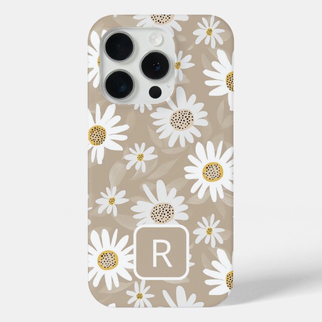 Personalised Initial Daisy Pattern Beige  Case-Mate iPhone Case (Back)