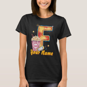 Personalised initial F popcorn tickets cinematic T-Shirt