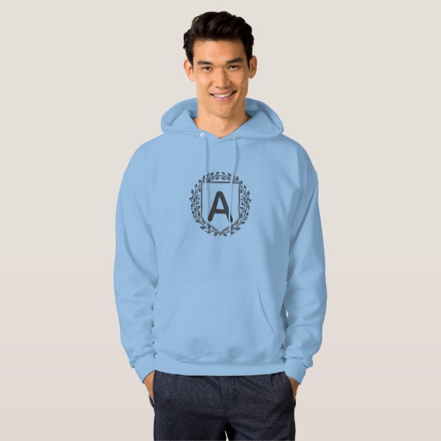 Personalised Initial Floral Shield Monogram Hoodie (Front Full)
