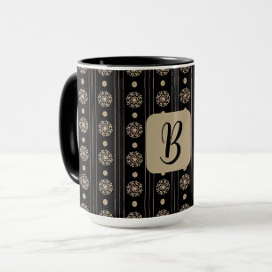 Personalised Initial Gold Medallions Striped Mug