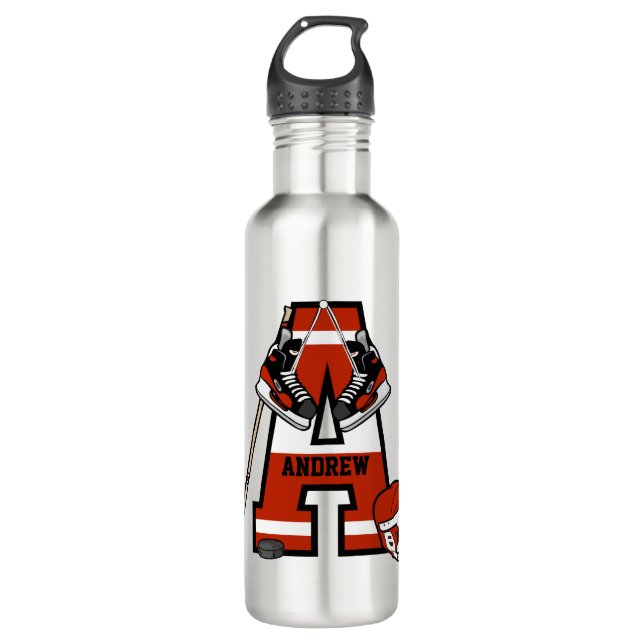 Personalised Initial Ice Hockey 710 Ml Water Bottle (Front)
