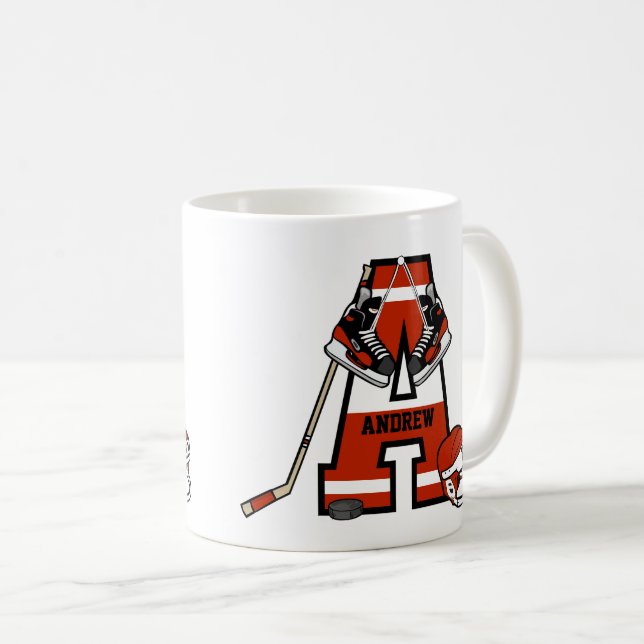 Personalised Initial Ice Hockey Coffee Mug (Front Right)