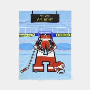 Personalised Initial Ice Hockey Fleece Blanket