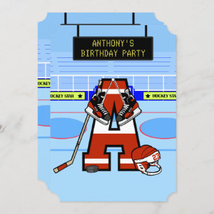 Personalised Initial Ice Hockey Invitation