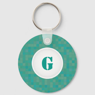 Personalised initial keychain in green mosaic