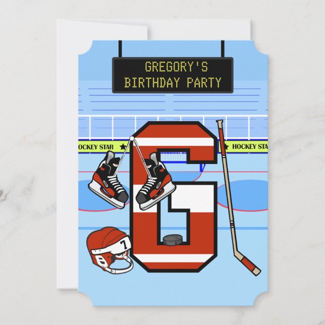 Personalised Initial letter G Ice Hockey Invitation (Front)