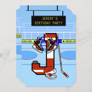 Personalised Initial letter J Ice Hockey Invitation