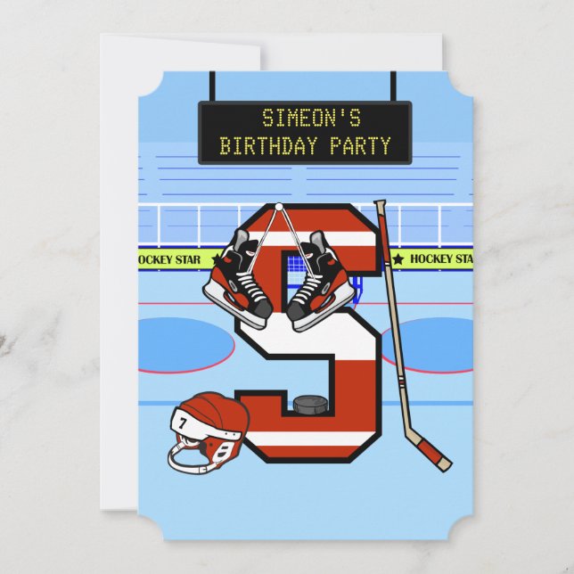 Personalised Initial letter S Ice Hockey Invitation (Front)