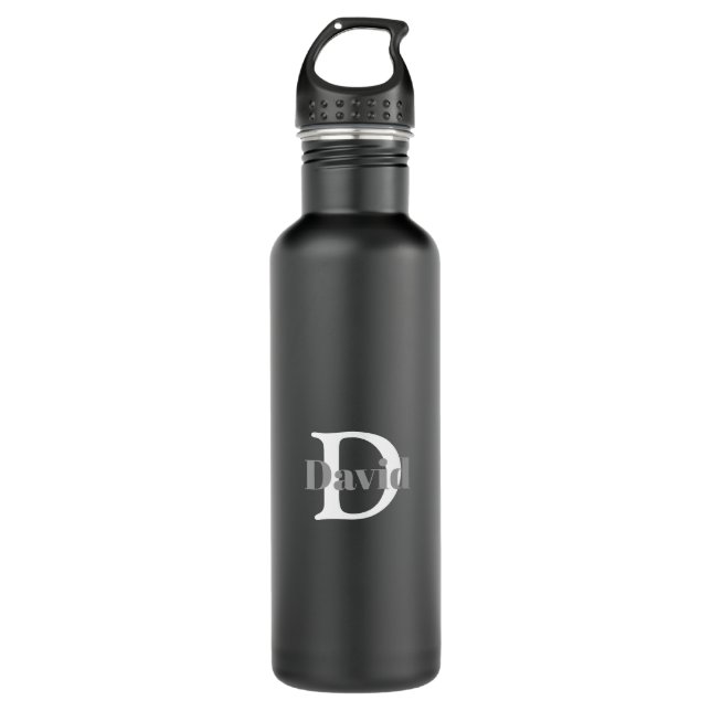 Personalised Initial Modern Black and White 710 Ml Water Bottle (Front)