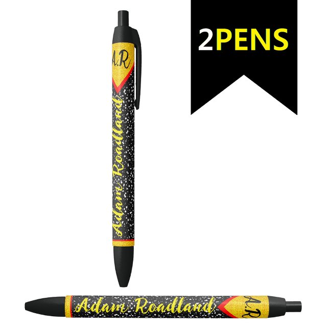 Personalised Initial Monogram Name, Elegant Black Ink Pen (Fancy monogram name pen)