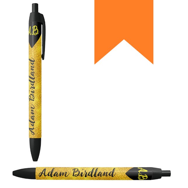 Personalised Initial Monogram Name, Luxury Golden Black Ink Pen (Personalized monogram pen
Initial name pen
Luxury golden pen
Black ink pen
Monogrammed writing instr)