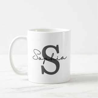 Personalised Initial Mug, Subtle Initial and Name  Coffee Mug