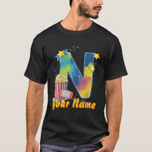 Personalised initial N popcorn tickets cinematic  T-Shirt