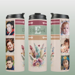 Personalised initial name 6 photos thermal tumbler