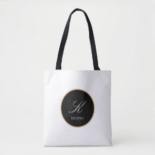 Personalised Initial & Name White & Black Tote Bag