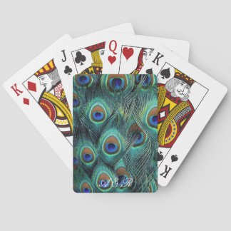 Personalised Initial Peacock Feather Playing Cards