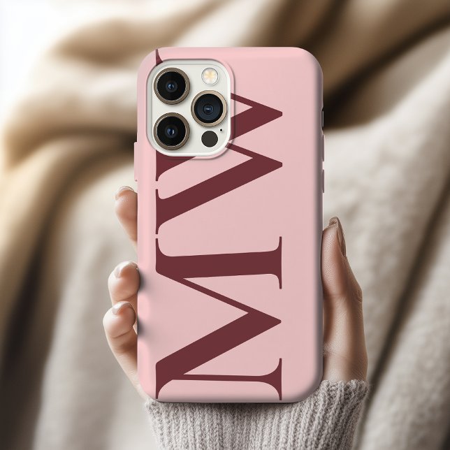 Personalised Initial Pink Phone Case Gift for Her (Custom Initial Name Phone Case – Personalized Case Gift for Her, Mom, Friends, Coworkers & Family)
