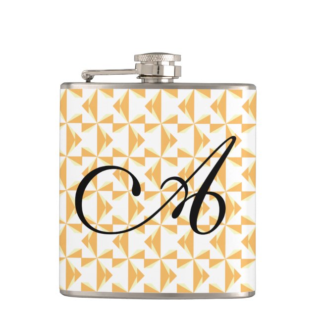 Personalised Initial Pumpkin Pinwheels Hip Flask (Front)