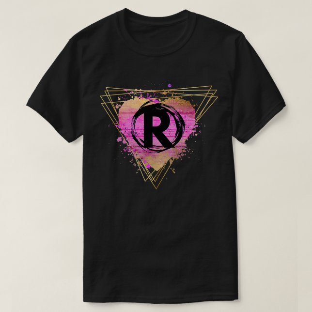 Personalised Initial R Monogram Letter Art Deco Cu T-Shirt (Design Front)