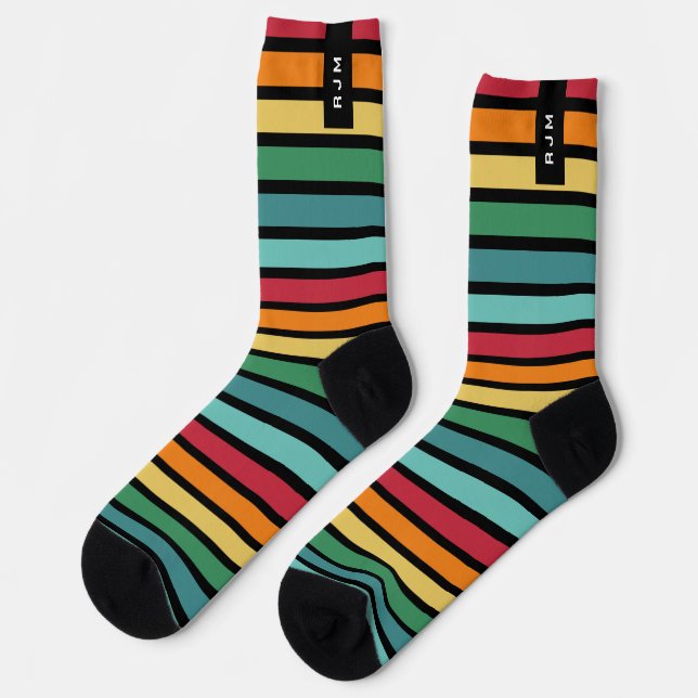 Personalised Initial Retro Stripey  Socks (Left)