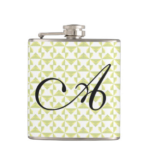 Personalised Initial Sage Pinwheels Hip Flask