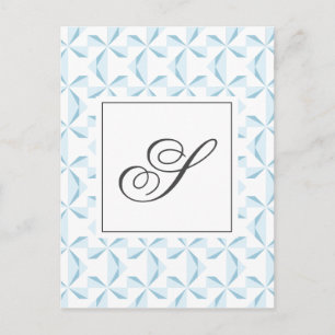 Personalised Initial Sky Blue Pinwheels Postcard