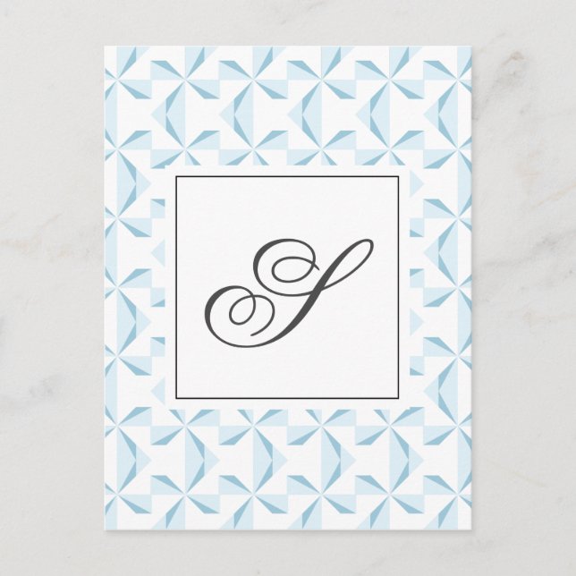 Personalised Initial Sky Blue Pinwheels Postcard (Front)