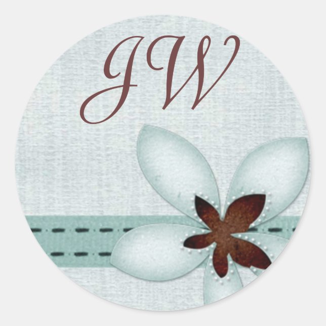 Personalised Initial Sticker - ribbon and flower (Front)