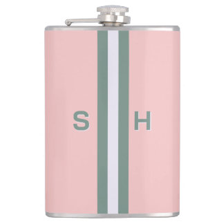 Personalised initial stripe hip flask