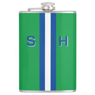 Personalised initial stripe hip flask